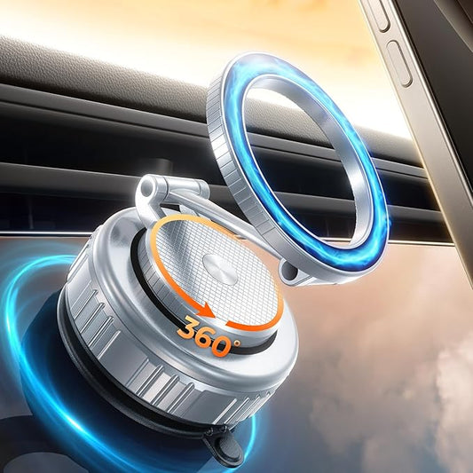 2026 Upgraded Vacuum Magnetic Car Phone Holder [89+LBS Suction/2800gf Magnet], Suction Cup Phone Mount, Ultra-Strong Magnetic Stand for Car/Mirror/Gym/Kitchen/iPhone17 16 15 14 13 12, Silver