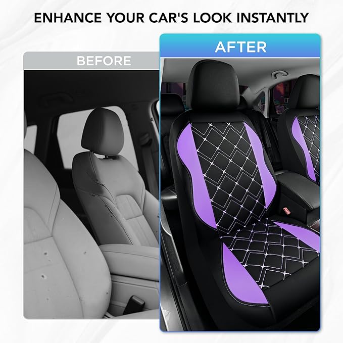 Road Comforts Seat Covers, Premium Leather Car Seat Covers Front Seat for Women Girls,Airbag Compatible, Automotive Seat Covers Universal Fit Most Cars,Vans,Truck,SUV