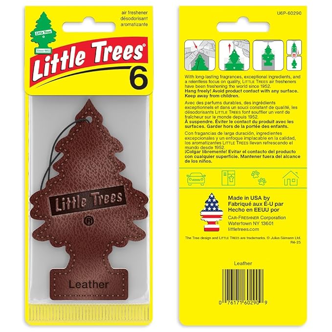LITTLE TREES Car Air Freshener | Hanging Tree Provides Long Lasting Scent for Auto and Home | Leather, 24 Air Fresheners