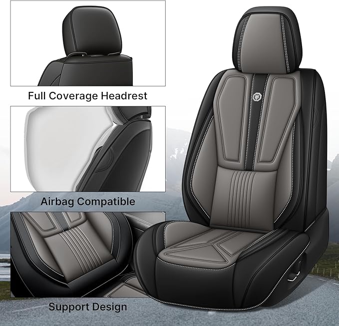 Car Seat Cover for Lexus RX 350 2007-2026,Leather Seat Cover for Car,Breathable Vehicle Cushions Cover Waterproof Protectors Seat Protector, (Full Set,Black&Gray)