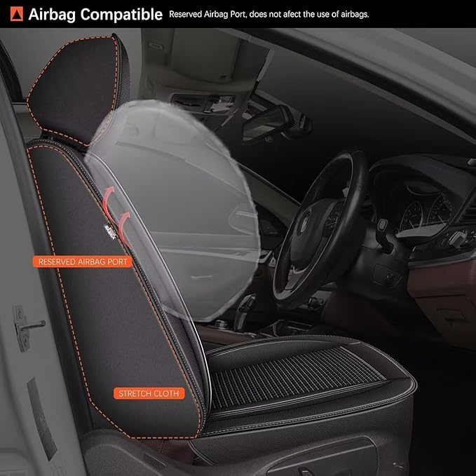 Breathable Ice Silk Seat Covers for Hyundai Kona 2018-2025 2026 - Waterproof Leather Car Cushions Anti-Slip Cooling Seat Covers Protector(5 Seats - Black)