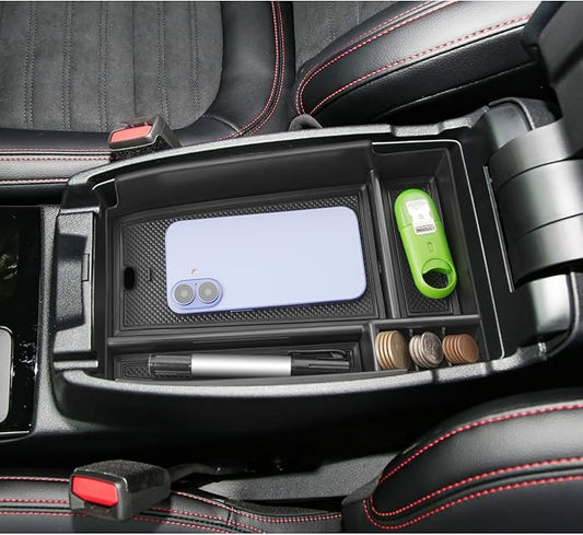 LUWU Center Console Organizer Compatible with Bronco Sport 2021-2026/Ford Escape 2020-2026 Accessories Armrest Console Storage Box Insert Tray ABS Material Black Coin Container Black