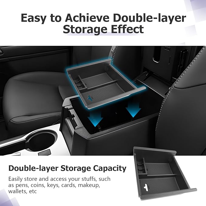 LUWU Center Console Organizer Tray Compatible with 2020-2024 2025 Kia Telluride/2010-2021 2022 2023 2024 Toyota 4Runner Accessories Armrest Console Organizer Armrest Organizer Insert Tray Black