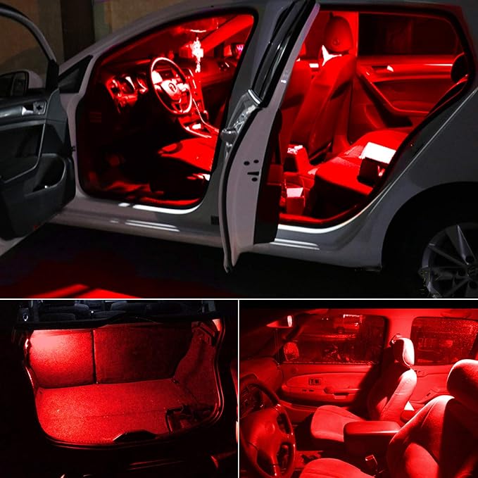 PHINLION 578 LED Light Bulbs, Super Bright 3030 6-SMD Festoon 41mm 42mm 211-2 212-2 LED Bulbs for Car Interior Map Dome Trunk Courtesy Lights, Red (4 Pack)