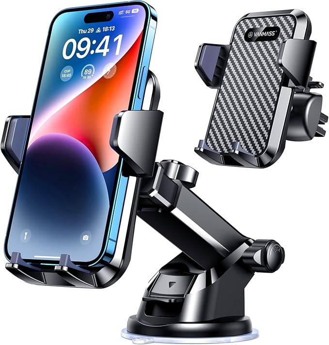 VANMASS【85+LBS Strongest Suction & Military-Grade 2026 Ultimate Car Phone Mount【Patent & Safety Certs】 Cell Phone Holder Truck for Dashboard Windshield Vent for iPhone 17 Pro Max 16 15 for Samsung