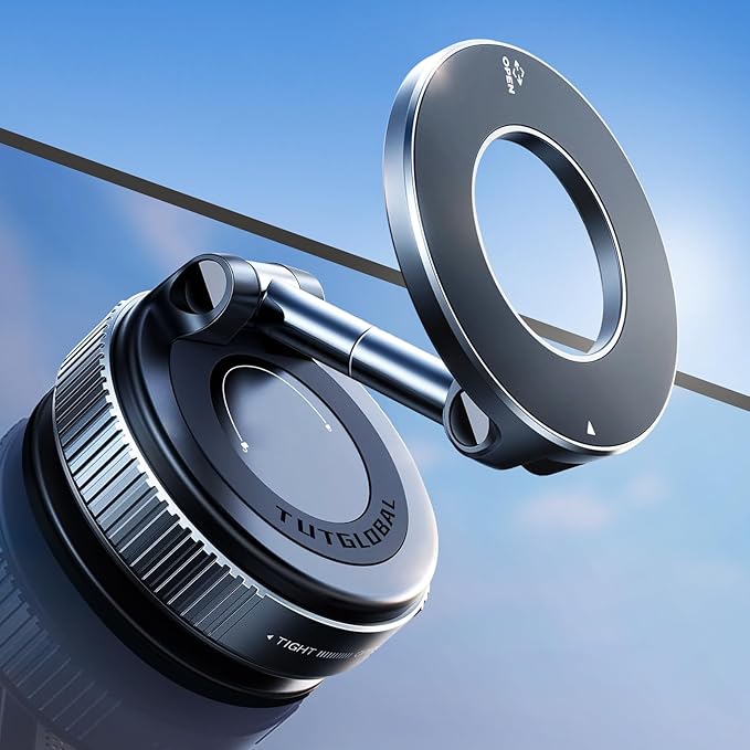 Magnetic Car Phone Holder Mount【Upgraded Anti-Loose-Arm Version】 360° Adjustable Nano Gel Vacuum Suction Cup Phone Holders for Your Car for MagSafe Cases iPhone 17-12 [108lbs & 3000gf]