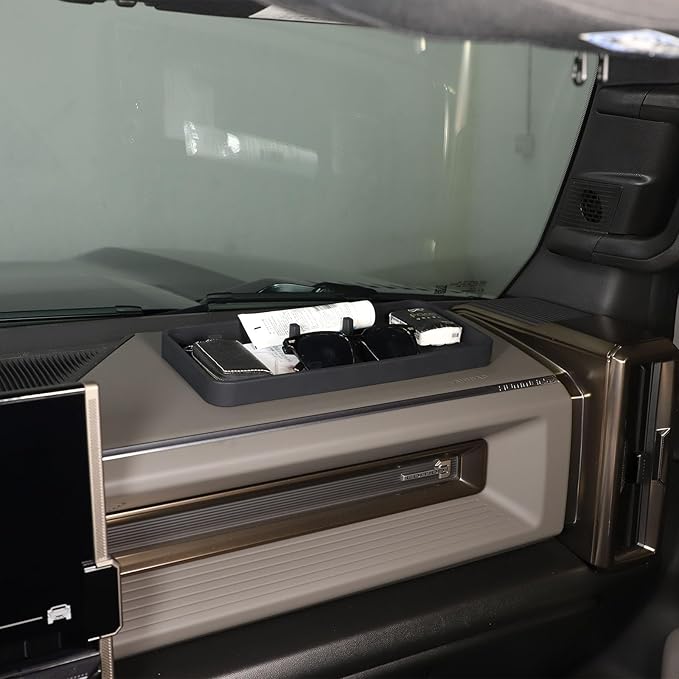 for 2022-2024 2025 Hummer EV SUV Pickup Accessories Center Console Dashboard Organizer,Non-Slip Dashboard Tray Dash Storage Box Console Tray Phone Key Organizer Container (Black)