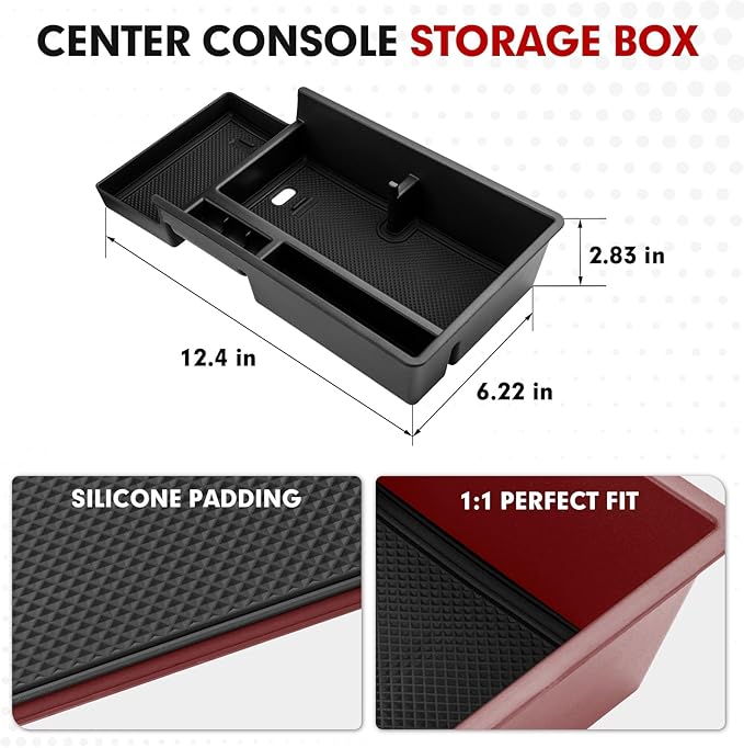 Autorder Center Console Organizer for 2024-2026 Chevrolet Blazer EV Accessories Armrest Storage Box Secondary Insert Tray with Anti-Slip Mat