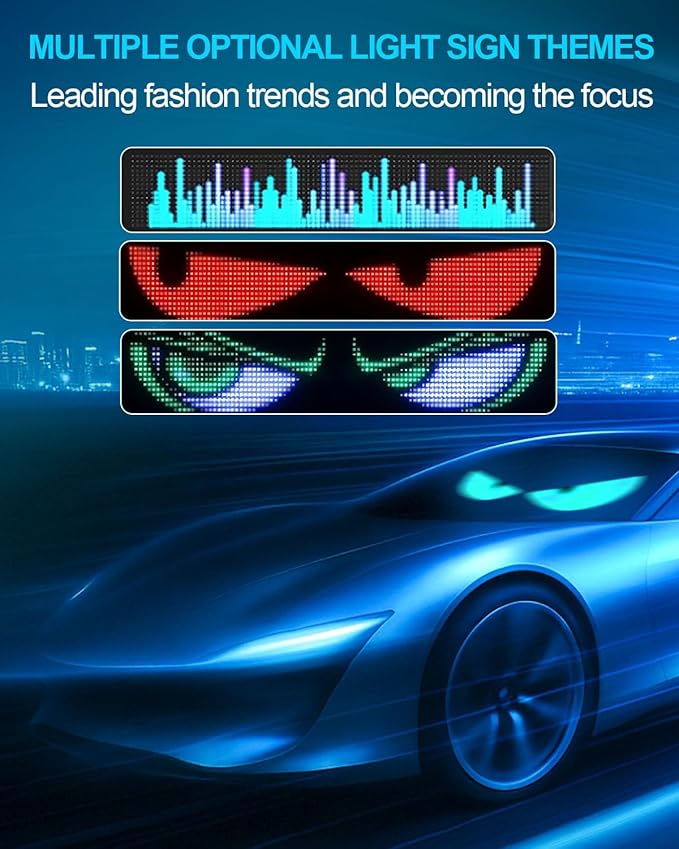 Golf Car Windshield Devil Eyes Light Sign, 23.4''x4.7'' Programmable LED Light Flexible Screen with APP and Remote Control-5V USB Digital Lighting Display for Golf Car, Cars & SUVs