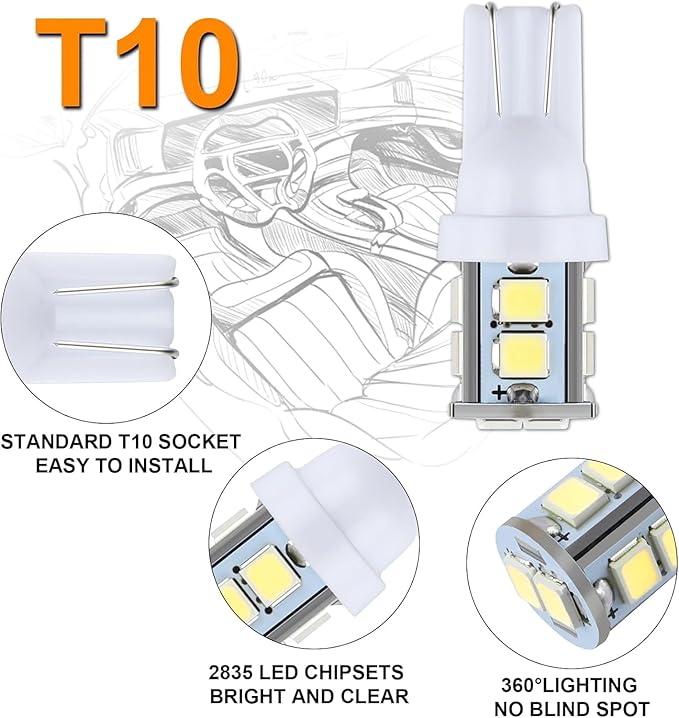 24 Pieces Dome Light LED Car Interior Bulb Kit Set 194 T10 DE3175 578 31mm 42mm Bulbs Interior Replacement Lights for Car Map License Plate Door Side Marker Cornering Trunk Light - Cool White