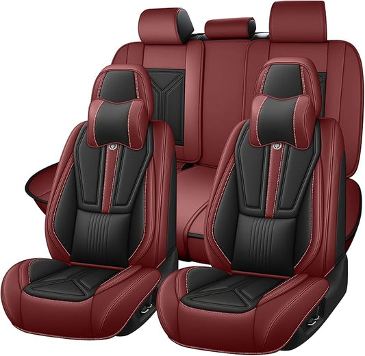 Car Seat Cover Full Set for Lexus RX 350 2007-2026,Faux Leather Seat Cover for Car,Breathable Vehicle Cushions Cover Waterproof Automotive Seat Covers with Headrests(5 seat,Black&Red)