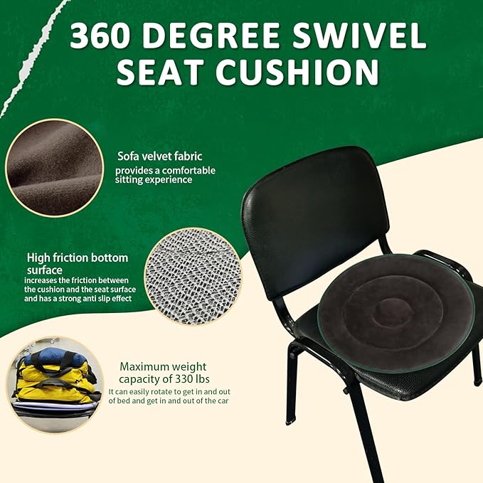 360 Degree Swivel Seat Cushion for Car or Chair,Rotating Seat Cushion Pivot Disc Pad for Elderly,Swivel Car Seat Chair Assist for Elderly to Turning Easily from Bed to Wheelchair