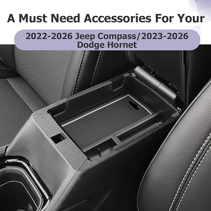 LUWU Center Console Organizer Compatible with Jeep Compass 2021-2026/Dodge Hornet 2023-2026 Accessories Armrest Console Storage Box Insert Tray ABS Material Coin Container White