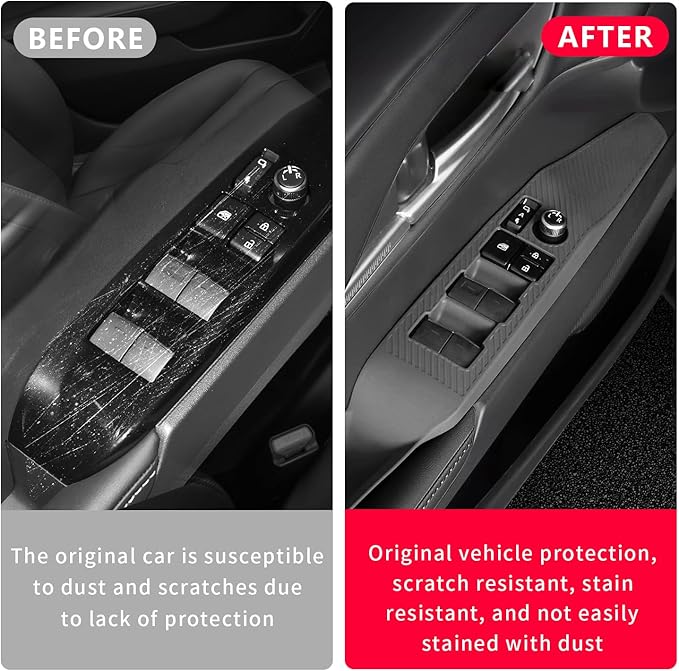 Temmis 4PCS Car Door Window Switch Panel Cover for Toyota Camry 2018-2025, Auto Interior Decor Accessories Armrest Trim Silicone Style Kit-Red (Seats Without Memory Function)