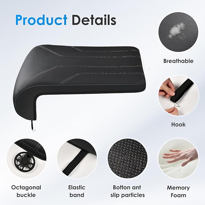 FLORICH Car Seat Extender Leather Car Seat Extender Leg Support Cushion for Driver Seats Office Chair Car Seat Cushion Legs Rest Pads-Dark Black