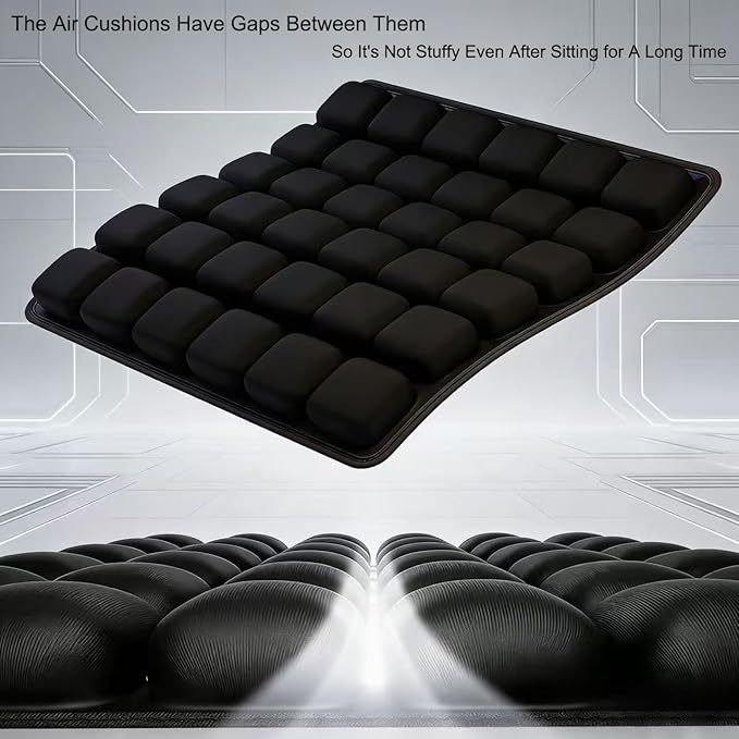 3D Air Cushion, A Pressure-reducing and Shock-Absorbing Seat Cushion, Suitable for Office Chairs, Car Seats, Wheelchairs, Helps Relieve Tailbone Pain and Prevent Hemorrhoids (Grey, 36airbag)