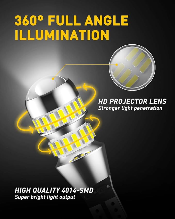 AUXITO 912 921 LED Bulbs for Backup Reverse Light Bulbs, 42-SMD 400% Brighter, 6000K White, Non-polarity 906 W16W T15 921 LED Bulb Direct Back Up Parking Light Replacement Lamp, Pack of 2