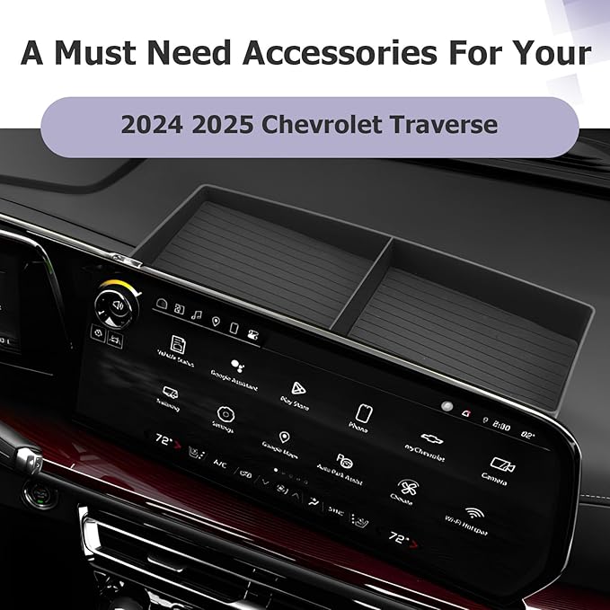 LUWU 2025 2026 Traverse Dashboard Storage Tray Compatible with 2024 2025 2026 Chevrolet Traverse Accessories Behind Screen Organizer 2025 2026 Traverse Accessories Center Console Display Box Dash Tray