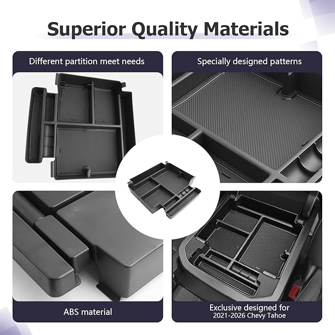 LUWU Center Console Organizer Compatible with 2021-2026 Tahoe/Suburban(Premier/High Country)&GMC Yukon Denali/Denali Ultimate Accessories Armrest Console Box Only Fit For Power Sliding Center Console