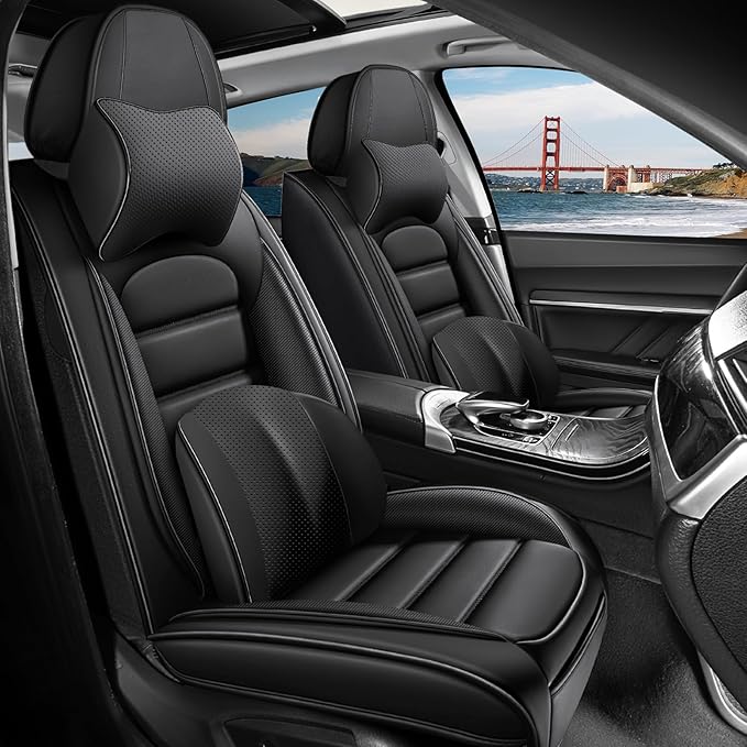 2 Seat Covers Fit for Acura ILX 2013-2022, Waterproof Premium Leather Automotive Accessories Seat Protectors Seat Cushions Wear-Resistant Car Seat Covers（Classic Black,Front Deluxe）