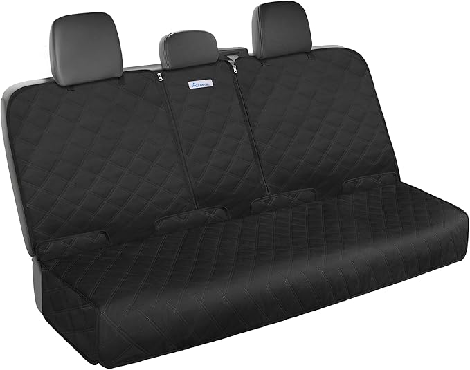 XL Back Seat Cover for Full-Size Trucks/SUVs Rear Split Bench, Heavy Duty 900D Waterproof Non-Slip Car Seat Protector for Messy Pet Dogs & Kids, Easy Clean (Black)