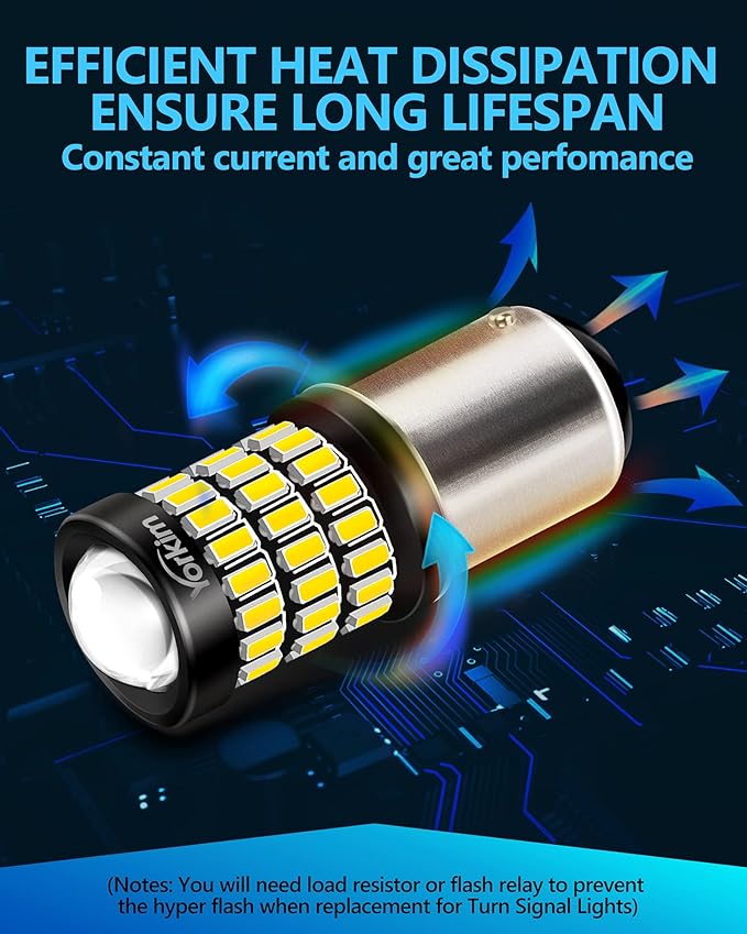 Yorkim 1157 LED Bulbs white Super Bright, 1157 Brake Light Bulb, 9-30V 1157 2057 2357 7528 BAY15D LED Bulb with Projector Replacement for Back Up Reverse Lights or Tail Lights - White