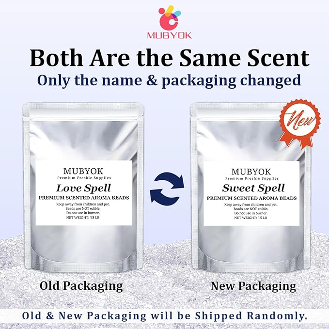 MUBYOK 1.5LB Sweet Spell Premium Scented Aroma Beads for Making Car Freshies Supplies PreScented Beads for Car Air Freshener Sachets Long-Lasing Scent