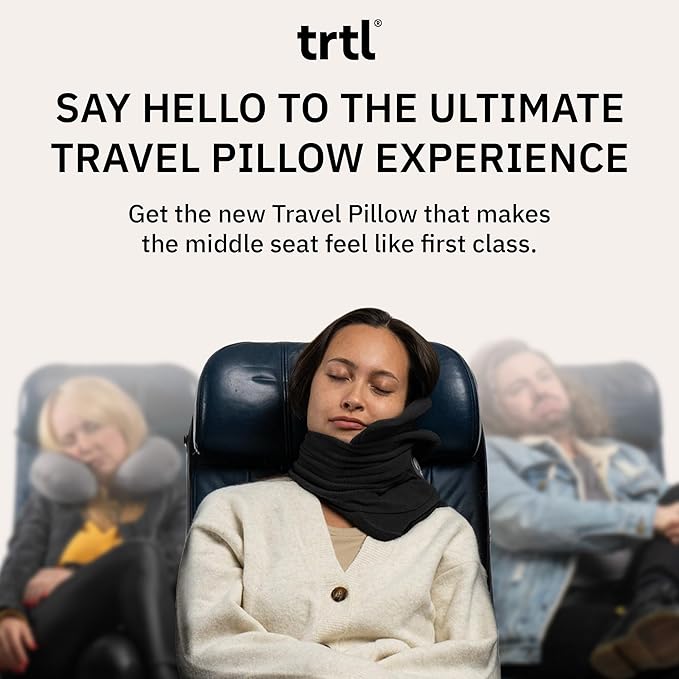 trtl Pillow - Scientifically Proven, Super Soft Neck Support Travel Pillow for Airplanes - Lightweight and Machine Washable - Ergonomic Design for Traveling on Flights, Cars, and Trains - Red