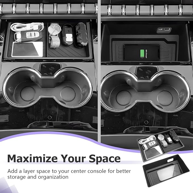 LUWU Center Console Organizer Tray for 2025 2026 GMC Yukon Open Pocket Organizer Storage Hidden Secret Compartment 2-Layer (Not for Yukon Denali/Ultimate)