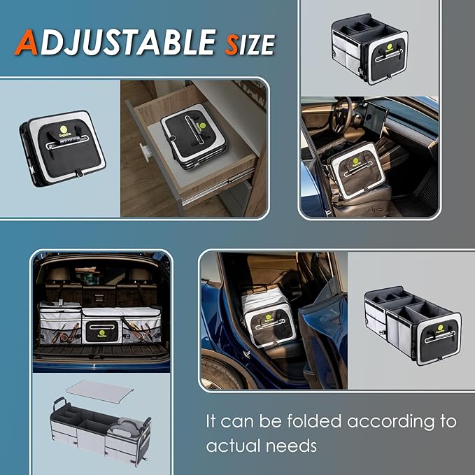 95L Car Trunk Organizer & Storage With 26L Ice Pack, Waterproof Foldable | Trunk Organizers for SUVs & Cars, Car Storage Organizer, Great Gift for Drivers (Gray-M004)