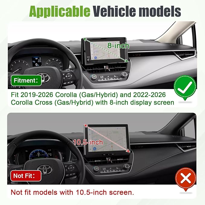 Dashboard Organizer Tray Compatible with Toyota Corolla 2019–2026 / Corolla Cross 2022–2026 Accessories Interior Center Console Dash Storage Insert Holder (Only for 8" Audio Multimedia Display)