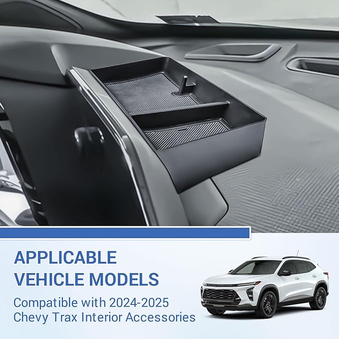 EDBETOS Dashboard Organizer Tray Compatible with 2024-2025 Chevy Trax Interior Accessories Center Console Dash Tray w/Glasses Holder Behind Screen Extra Dash Organizer Storage Box for 11-inch Display