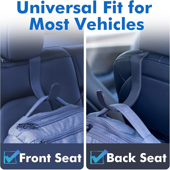 XL Hard Hat Holder for Truck Seat – Heavy-Duty Headrest Hooks, Hardhat Buddy Hanger & Seat Back Organizer for Hard Hats, Bags & Gear, Truck Accessory Organizer, 4-Pack