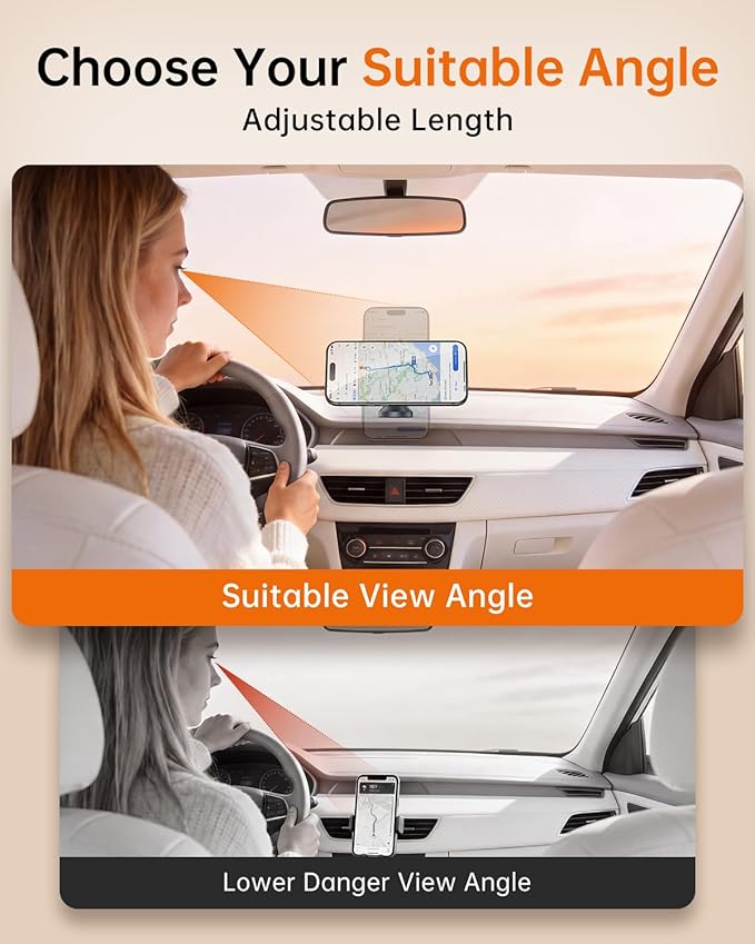 SYNCWIRE for MagSafe Car Mount - 360 Rotation Magnetic Phone Holder for Car Dashboard, Strong Magnet Car Phone Holder Mount Compatible iPhone 17 Pro Max Air 16 15 14 13 - Car Accessories for Women Men