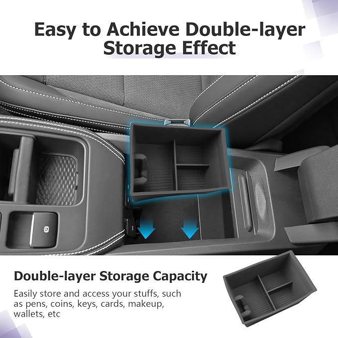 LUWU 2025 2026 Mustang Mach E Center Console Organizer for 2025 2026 Ford Mustang Mach E Select/Premium/GT Accessories Armrest Console Storage Box Glove Organizer Tray Silicone Material (Lower)