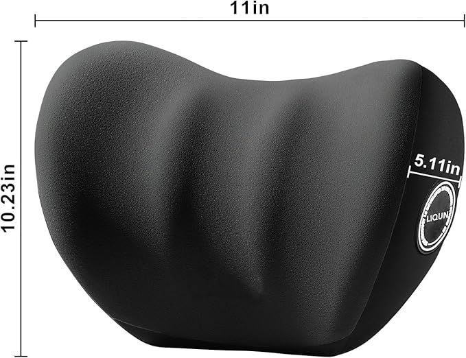 LIQUN Memory Foam Car Neck Pillow, Neck Support Pillow, Neck Support Pad Pain Relief, Adjustable Belt and Breathable Detachable, Suitable for Most Car Pillows Black