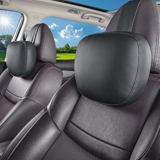 1P Car Neck Pillow 3-Level Adjustable Fits Drivers of All Heights Durable Leather Material Stain-Resistant Easy to Clean Memory Foam Inner Core Ultra Soft Comfortable Wide Straps Anti-Slip Anti-Shift