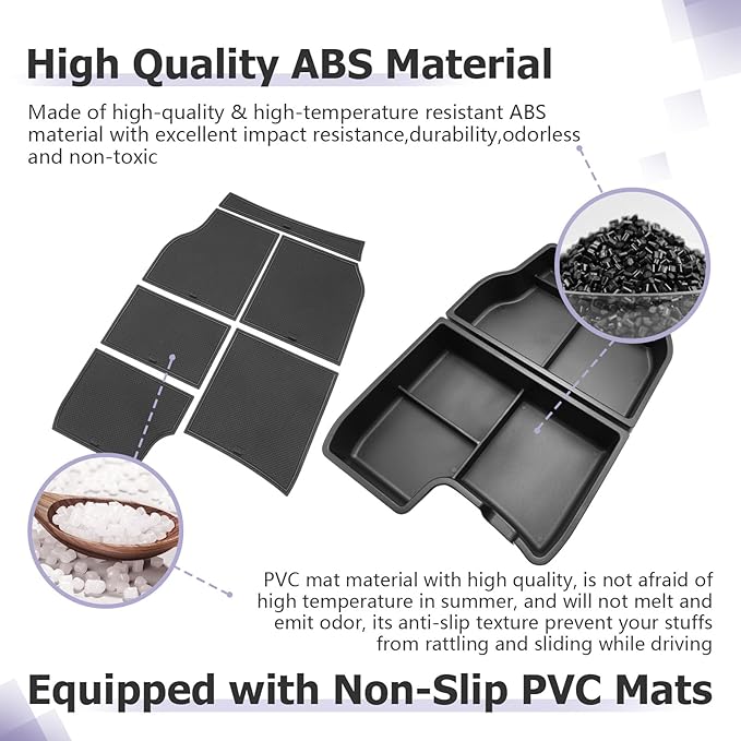 LUWU Lower Center Console Tray Storage Box for 2021 2022 2023 2024 2025 2025 Toyota Sienna Accessories Console Bottom Organizer ABS Material Interior Black 2-Pack (Not Fit w/Refrigerator)