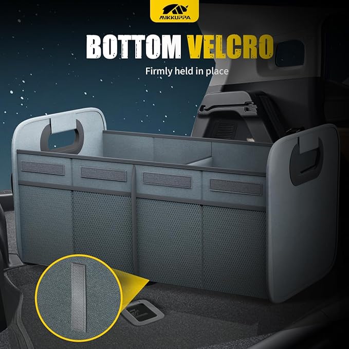 MIKKUPPA Car Trunk Organizer - 70L Collapsible Trunk Organizer for Groceries, Car Storage Organizers for SUV Auto Truck Van with Non Slip Bottom (Gray)