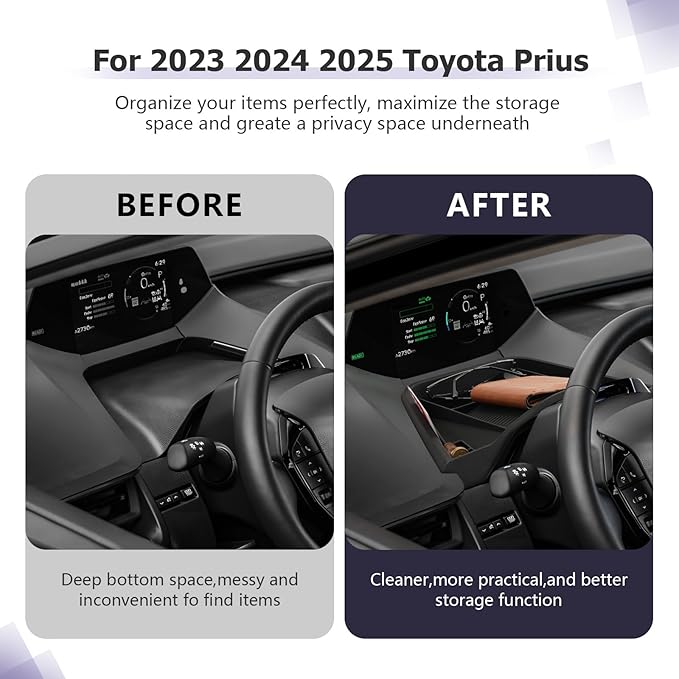LUWU [Upgrades] 2025 Prius Dashboard Storage Tray Compatible with 2023 2024 2025 2026 Prius Accessories Behind Screen Organizer 2025 Prius Accessories Center Console Box Dash Tray (Silicone)