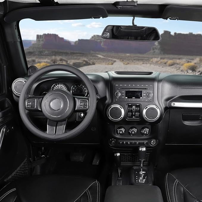 SEG Direct Car Steering Wheel Cover for F-150 Tundra Range Rover Large Size 15.5-16 inch (39.5-41cm) Black Breathable Microfiber Leather