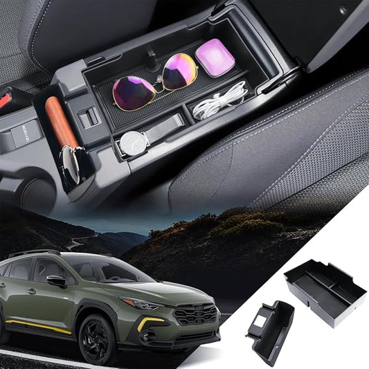 2-Pack for Crosstrek Center Console Organizer& Middle Console Glove Tray 2024 2025 Subaru Crosstrek (Premium/Sport/Limited/Wilderness) Accessories Armrest Tray Middle Storage Box