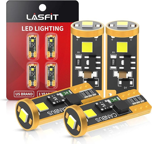 LASFIT 194 LED Bulb 6000K White, T10 168 2825 W5W LED Replacement Light Bulbs, For Dome Map Light, Door Light, Courtesy Light, License Plate Light, Trunk Light, Super Bright (Pack of 4)