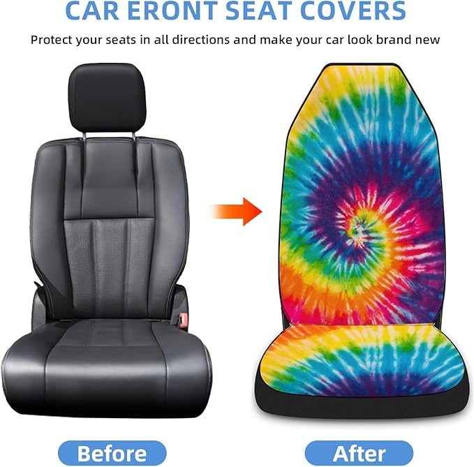 5 Pcs Premium Colorful Circle Car Seat Cover, Breathable & Washable Car Seat Covers Full Sets, Fashionable Printed Seat Covers for Cars Interior, Universal Fit for Most Cars, Sedan, Truck, SUV