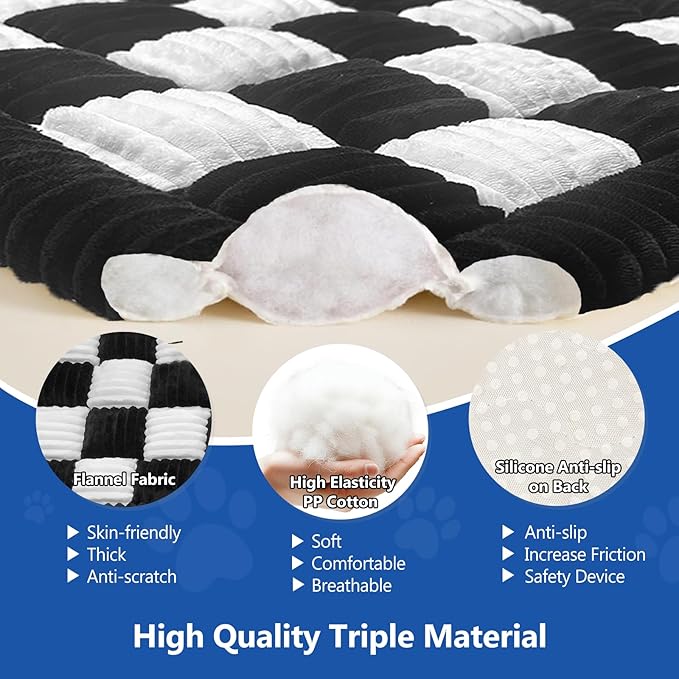 Thickened Dog Bed for Car Back Seat, Upgraded Bottom Non-Slip, Fits Hard Bottom car seat Cover for Dogs, Premium Mixed Color, Dog Car Seat Cover (Black-White)