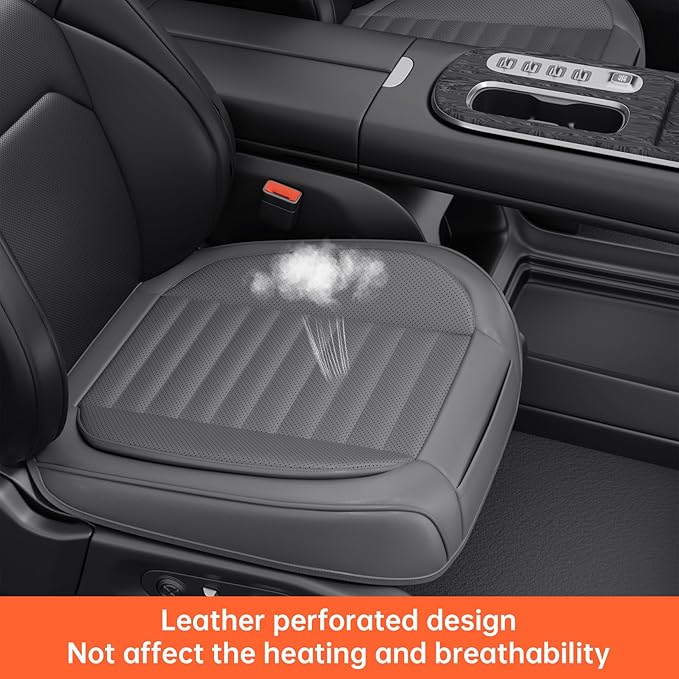 2 Pack Car Bottom Seat Covers, Luxury Leather Front Seat Covers, Breathable and Waterproof Automotive Bottom Seat Covers, Universal Anti-Slip Seat Covers Fit for Most Vehicles (Gray, 2 PCS)