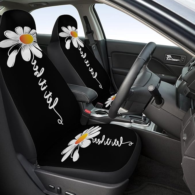 2 Pcs Premium Flower Car Seat Cover, Breathable & Washable Car Seat Covers Full Sets, Fashionable Printed Seat Covers for Cars Interior, Universal Fit for Most Cars, Sedan, Truck, SUV