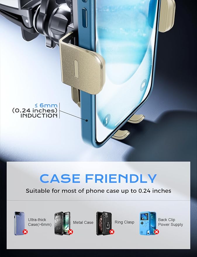 CHGeek Wireless Car Charger, 15W Fast Charging Auto Clamping Car Charger Phone Mount Phone Holder fit for iPhone 15 14 13 12 11 Pro Max Xs, Samsung Galaxy S25 Ultra S24 S23 S22, S21, S20, Khaki