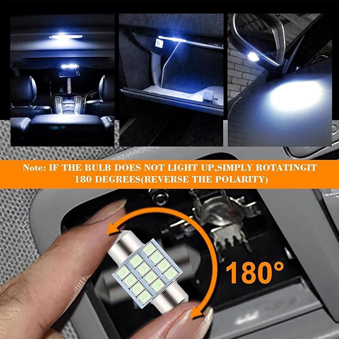 24 Pieces Dome Light LED Car Interior Bulb Kit Set 194 T10 DE3175 578 31mm 42mm Bulbs Interior Replacement Lights for Car Map License Plate Door Side Marker Cornering Trunk - White+Ice Blue