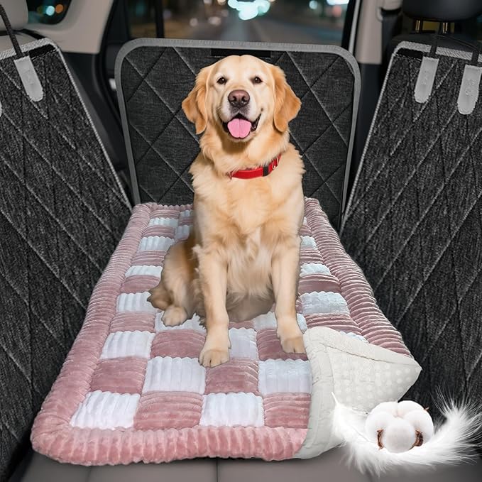 Thickened Dog Bed for Car Back Seat, Upgraded Bottom Non-Slip, Fits Hard Bottom car seat Cover for Dogs, Premium Mixed Color, Dog Car Seat Cover